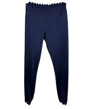 Electric Yoga Navy Blue Legging Stretch Scallop High-Waisted Pull-On Sz M Medium